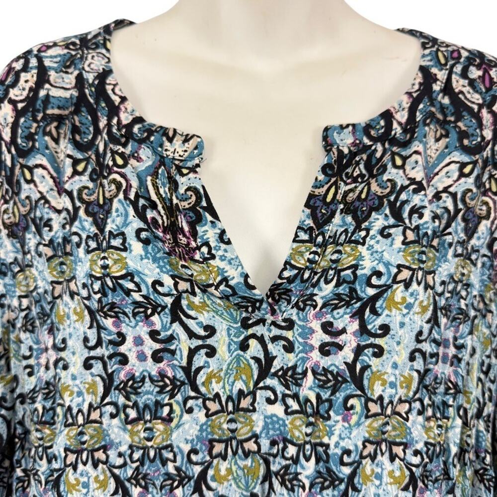 J Jill Blue Long Sleeve Tunic Top V-Neck Long Sleeve Lightweight Shirt sz P L